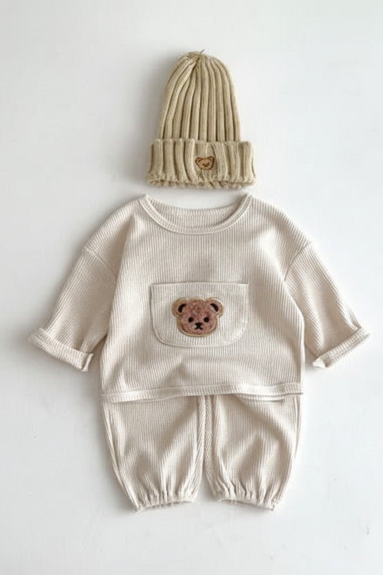 The Waffle Bear Tracksuit Cotton - Waffle White / 0-6 M - Tracksuits