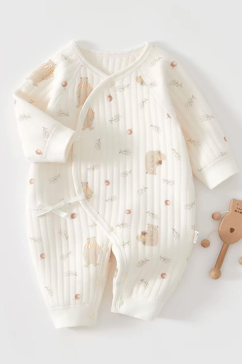 The Woodland Bear Boucle Wrap Baby Grow Romper - Rompers