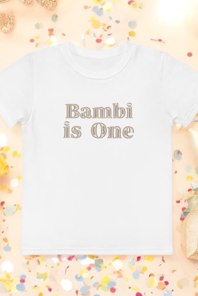 Turns One 1st Birthday T-Shirt Personalised Name - White / 1-2 Y - T-Shirts
