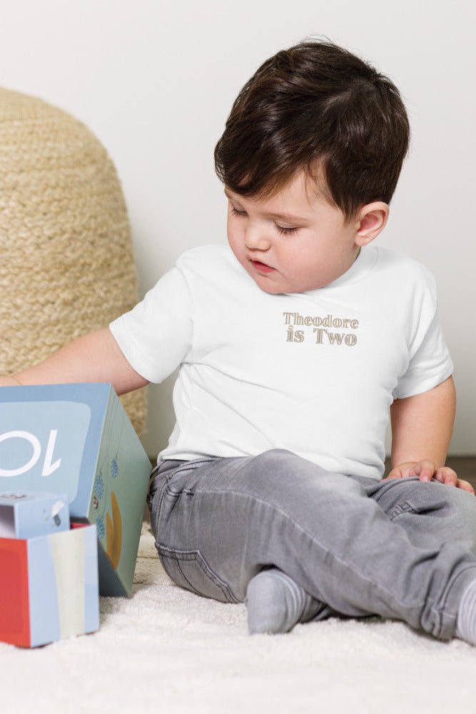 Turns Two 2nd Birthday T-Shirt Personalised Name - White / 2-3 Y - T-Shirts