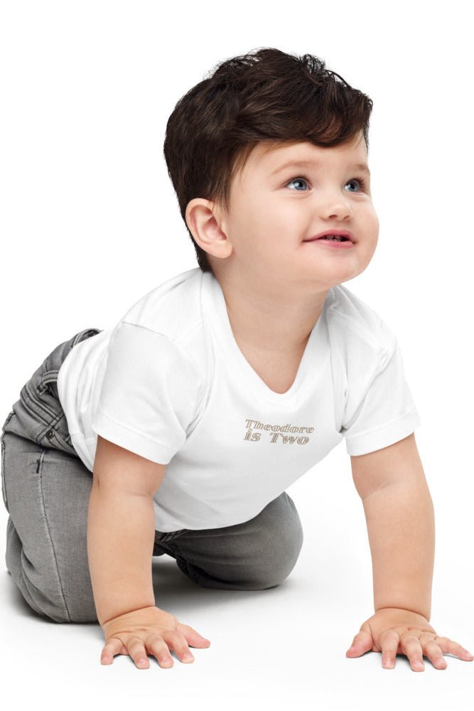 Turns Two 2nd Birthday T-Shirt Personalised Name - White / 2-3 Y - T-Shirts