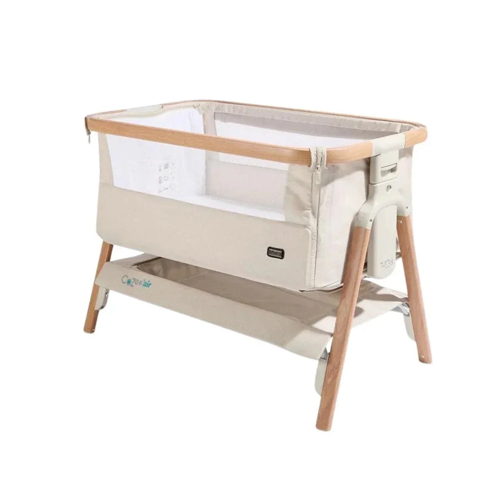 Tutti Bambini CoZee Air Bedside Crib - Scandinavian Walnut/Ecru - Scandinavian Walnut/Ecru - Baby Bedside Cribs