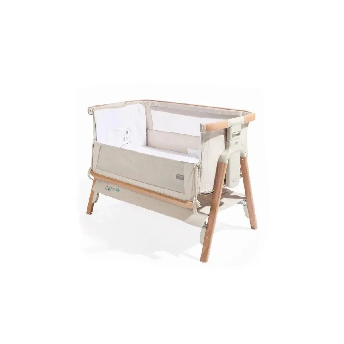 Tutti Bambini CoZee Air Bedside Crib - Scandinavian Walnut/Ecru - Scandinavian Walnut/Ecru - Baby Bedside Cribs