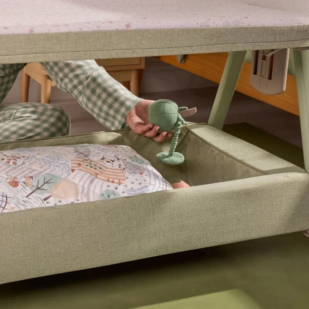 Tutti Bambini CoZee Zen Bedside Crib - Eucalyptus - Eucalyptus - Baby Bedside Cribs