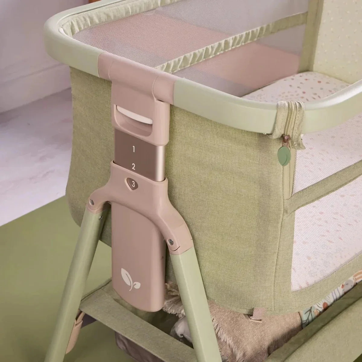 Tutti Bambini CoZee Zen Bedside Crib - Eucalyptus - Eucalyptus - Baby Bedside Cribs
