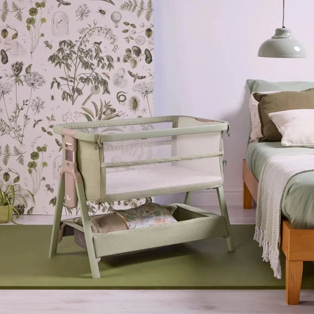 Tutti Bambini CoZee Zen Bedside Crib - Eucalyptus - Eucalyptus - Baby Bedside Cribs