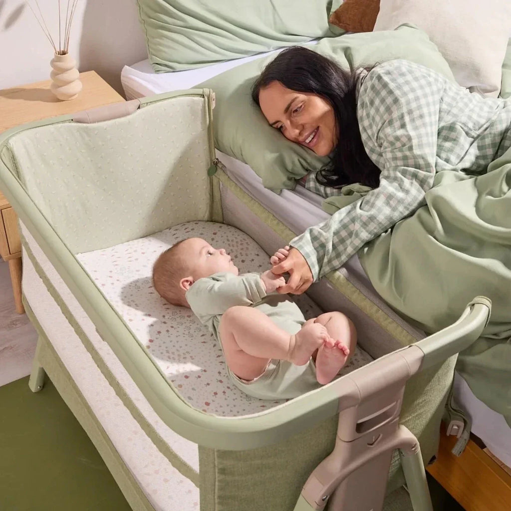 Tutti Bambini CoZee Zen Bedside Crib - Eucalyptus - Eucalyptus - Baby Bedside Cribs