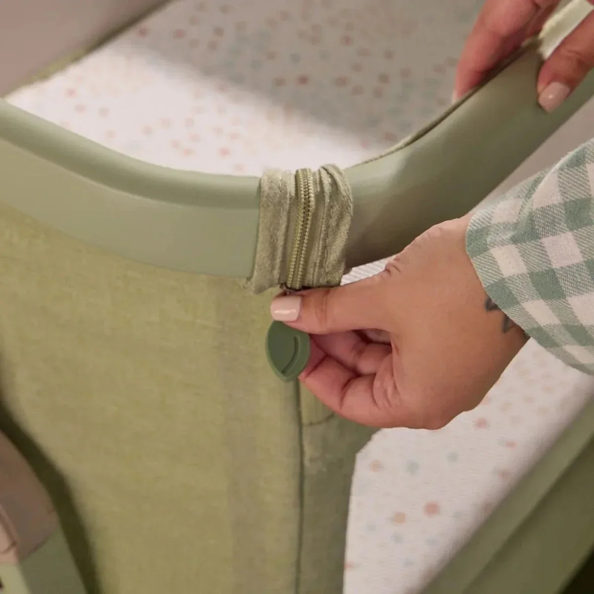 Tutti Bambini CoZee Zen Bedside Crib - Eucalyptus - Eucalyptus - Baby Bedside Cribs