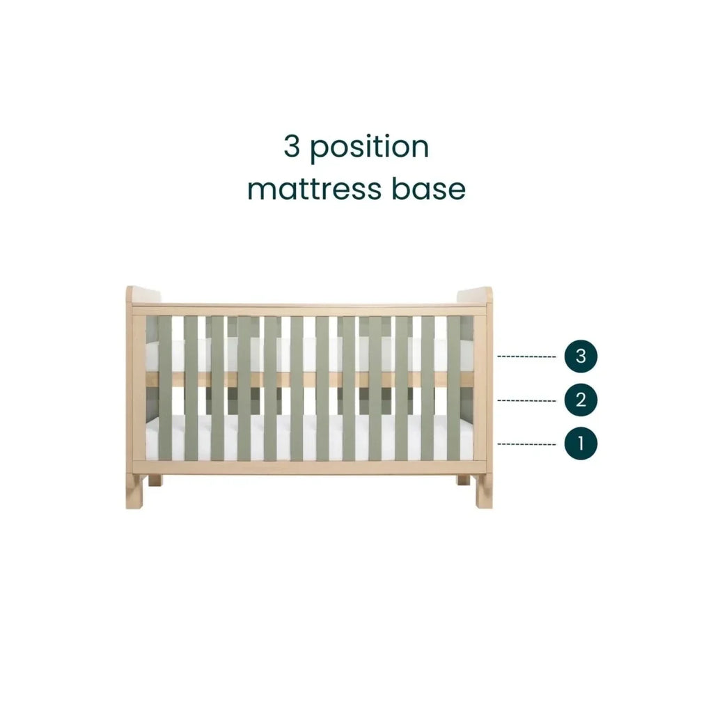 Tutti Bambini Kuba Cot Bed - Golden Oak/Sage Weave - Convertible Baby Cots