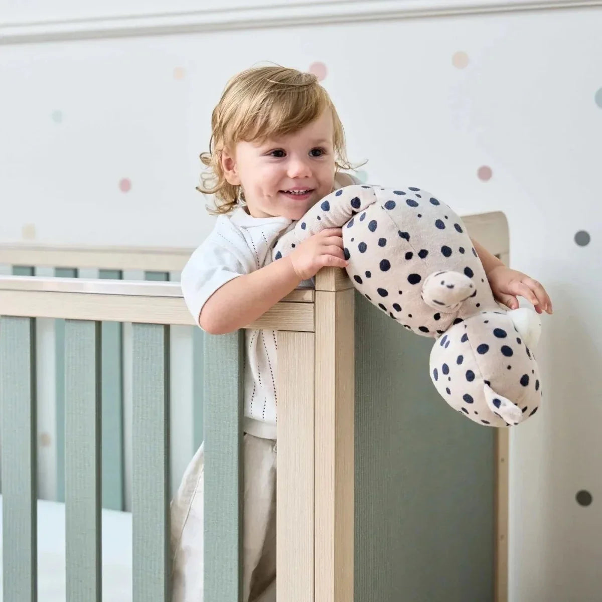 Tutti Bambini Kuba Cot Bed - Golden Oak/Sage Weave - Convertible Baby Cots