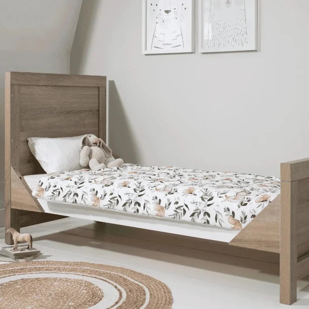 Tutti Bambini Modena 2 Piece Room Set with Pocket Sprung Mattress - White/Oak - White/Oak - 2 Piece Furniture Sets