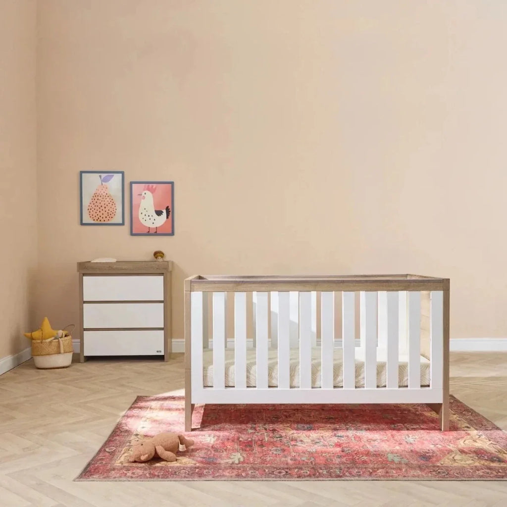 Tutti Bambini Modena 2 Piece Room Set with Pocket Sprung Mattress - White/Oak - White/Oak - 2 Piece Furniture Sets