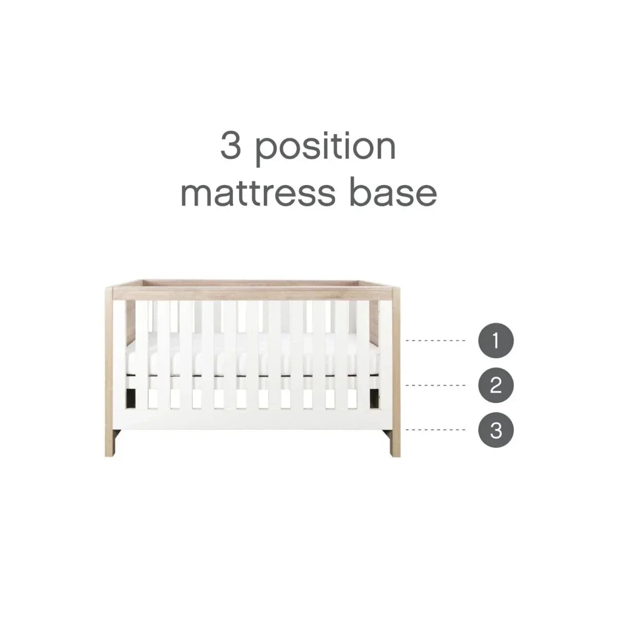 Tutti Bambini Modena 2 Piece Room Set with Pocket Sprung Mattress - White/Oak - White/Oak - 2 Piece Furniture Sets