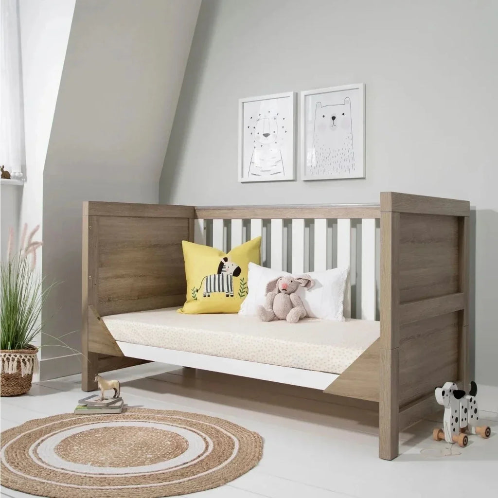 Tutti Bambini Modena 2 Piece Room Set with Pocket Sprung Mattress - White/Oak - White/Oak - 2 Piece Furniture Sets