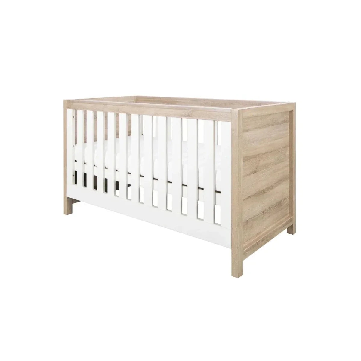 Tutti Bambini Modena 2 Piece Room Set with Pocket Sprung Mattress - White/Oak - White/Oak - 2 Piece Furniture Sets