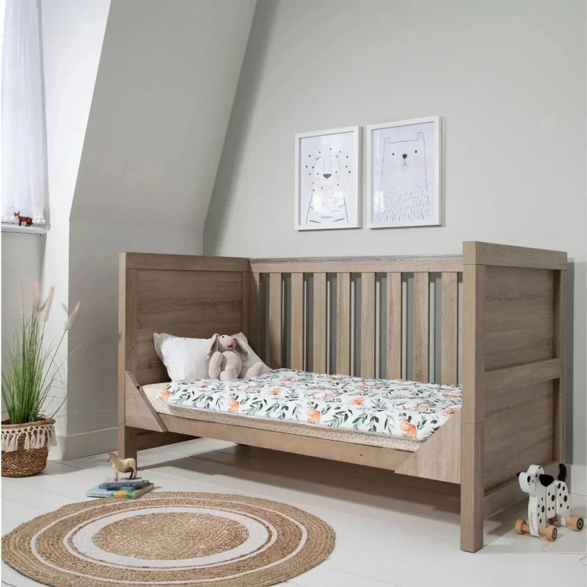 Tutti Bambini Modena 2 Piece Room Set with Pocket Sprung Mattress - Oak - Oak - 2 Piece Furniture Sets