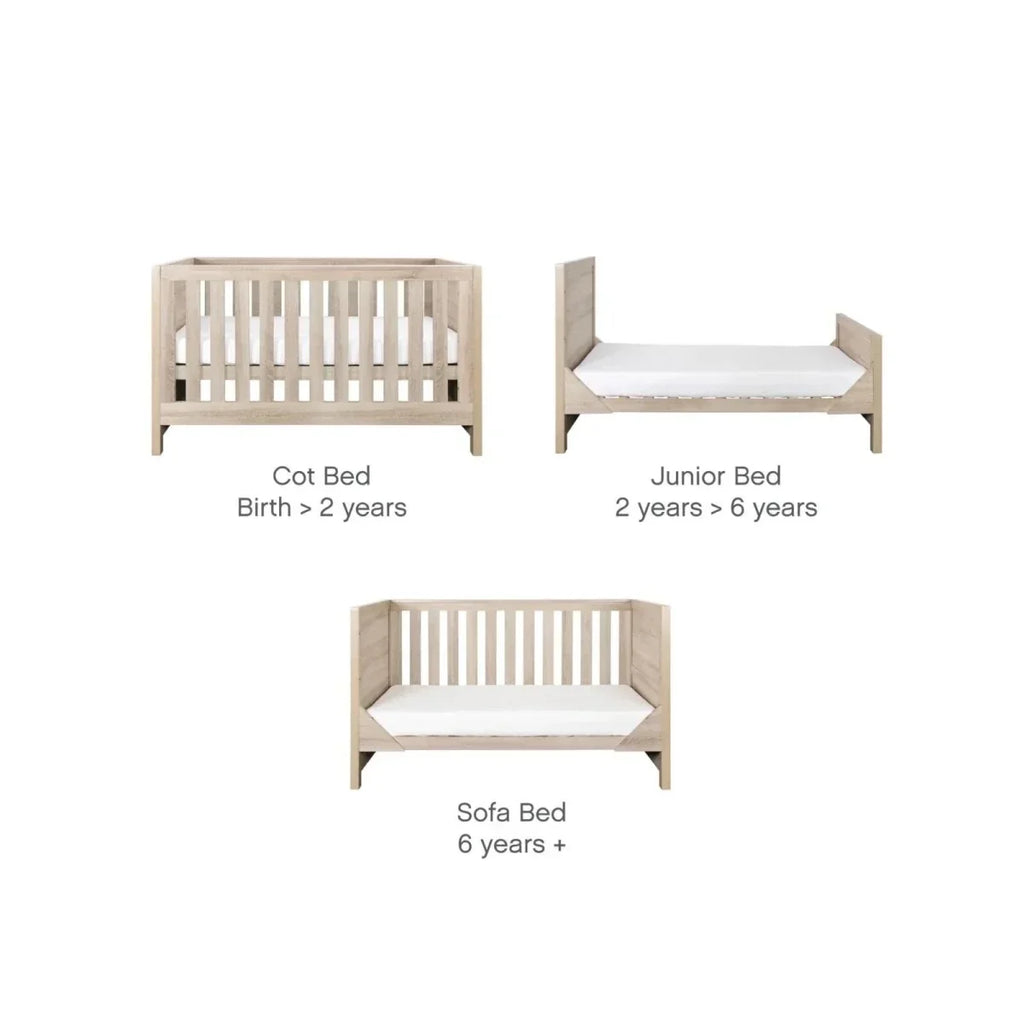 Tutti Bambini Modena 2 Piece Room Set with Pocket Sprung Mattress - Oak - Oak - 2 Piece Furniture Sets
