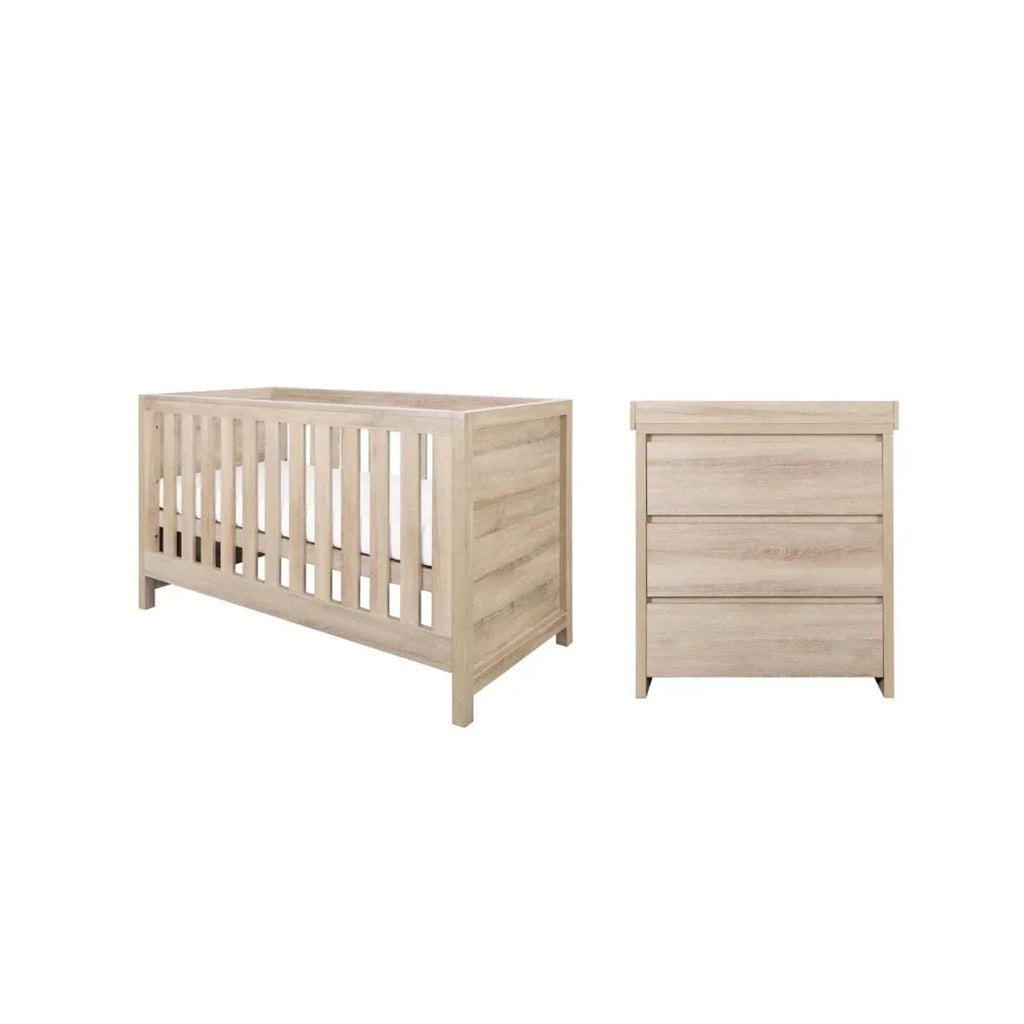 Tutti Bambini Modena 2 Piece Room Set with Pocket Sprung Mattress - Oak - Oak - 2 Piece Furniture Sets