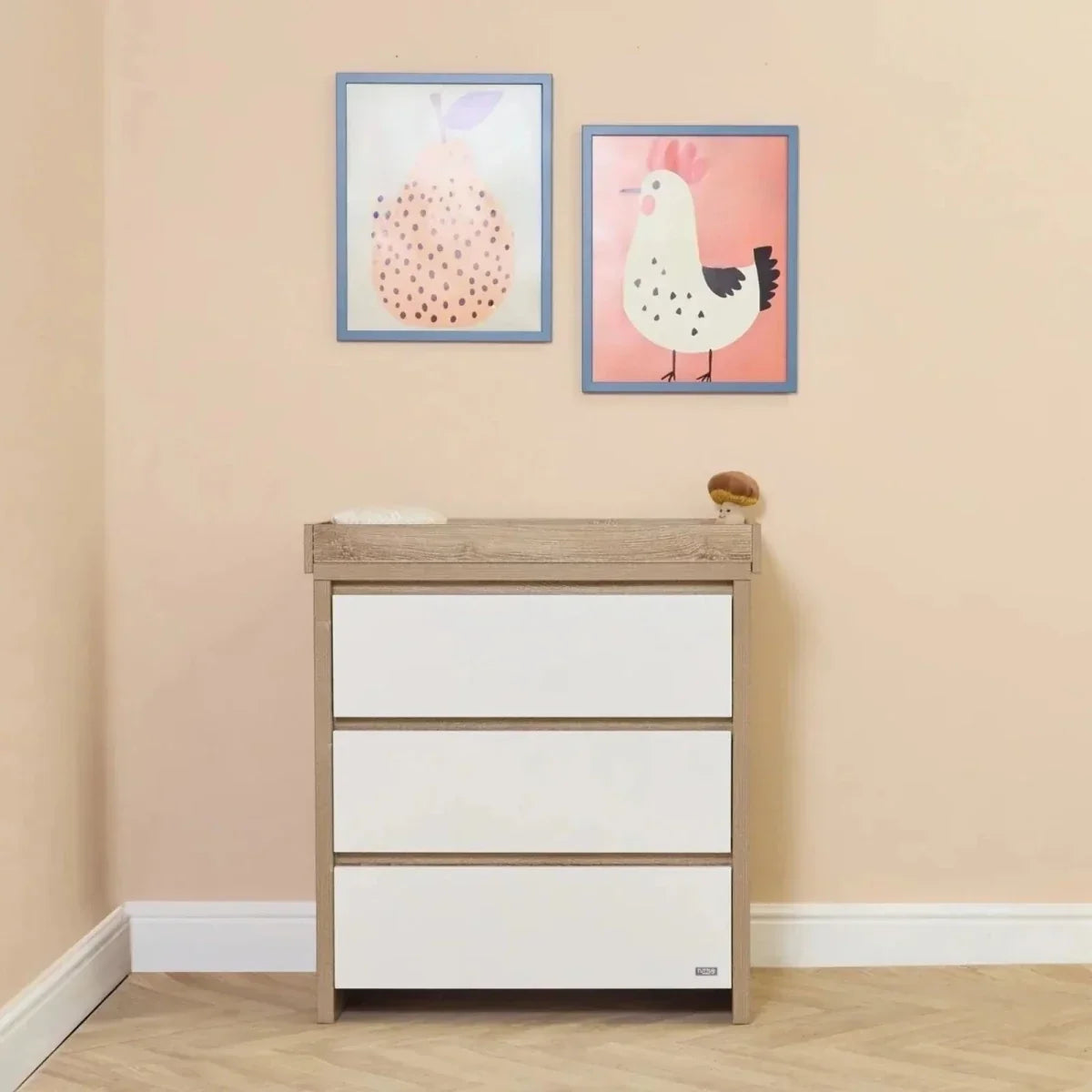 Tutti Bambini Modena 3 Piece Room Set with Sprung Fibre Mattress - White/Oak - White/Oak - 3 Piece Furniture Sets