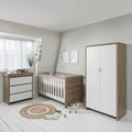 Tutti Bambini Modena 3 Piece Room Set with Sprung Fibre Mattress - White/Oak - White/Oak - 3 Piece Furniture Sets