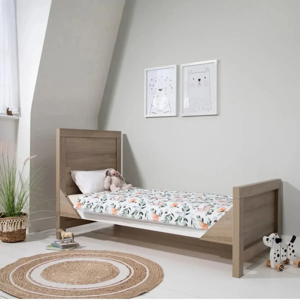 Tutti Bambini Modena 3 Piece Room Set with Sprung Fibre Mattress - White/Oak - White/Oak - 3 Piece Furniture Sets