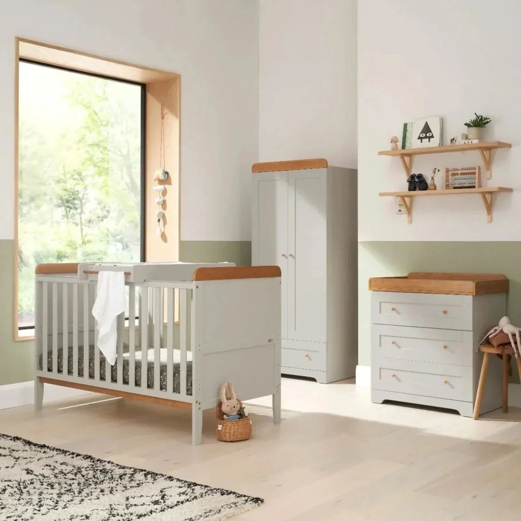 Tutti Bambini Rio 3 Piece Room Set with Pocket Sprung Mattress - Dove Grey/Honey Oak - Dove Grey/Honey Oak - 3 Piece