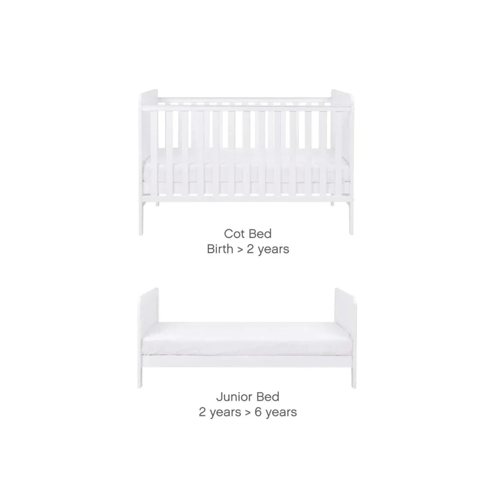 Tutti Bambini Rio 3 Piece Room Set with Pocket Sprung Mattress - White - White - 3 Piece Furniture Sets