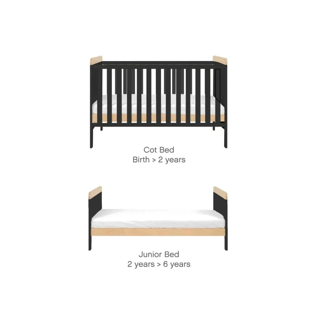 Tutti Bambini Rio 3 Piece Room Set with Sprung Mattress - Slate/Honey Oak - Slate/Honey Oak - 3 Piece Furniture Sets