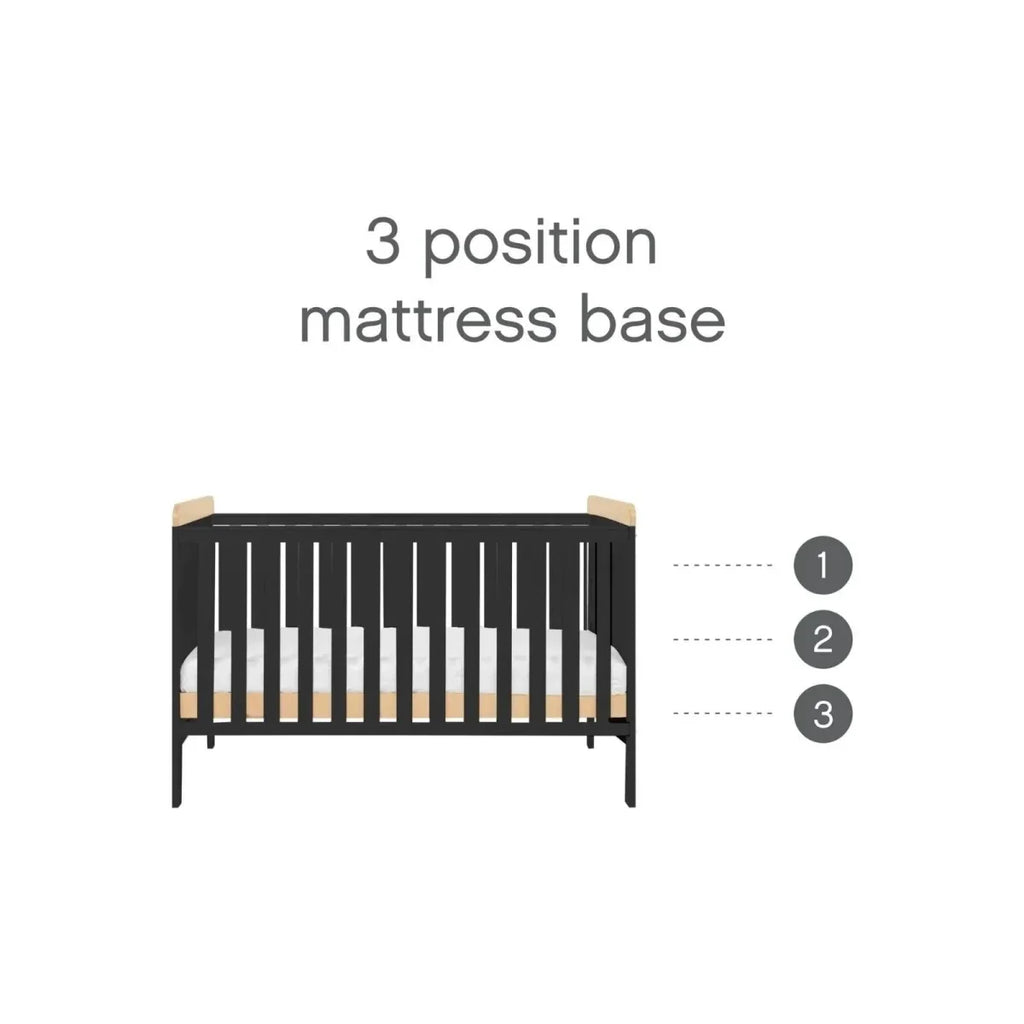 Tutti Bambini Rio 3 Piece Room Set with Sprung Mattress - Slate/Honey Oak - Slate/Honey Oak - 3 Piece Furniture Sets