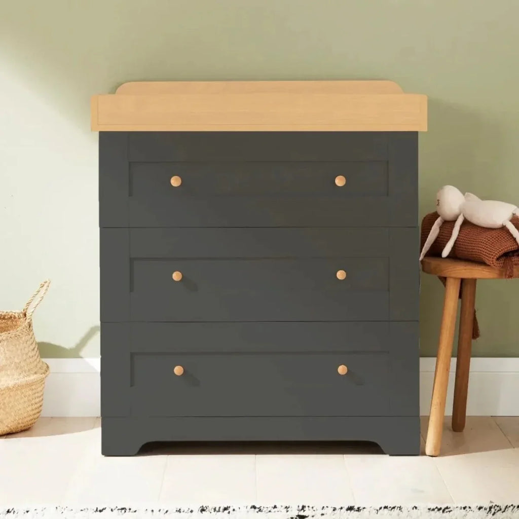 Tutti Bambini Rio 3 Piece Room Set with Sprung Mattress - Slate/Honey Oak - Slate/Honey Oak - 3 Piece Furniture Sets