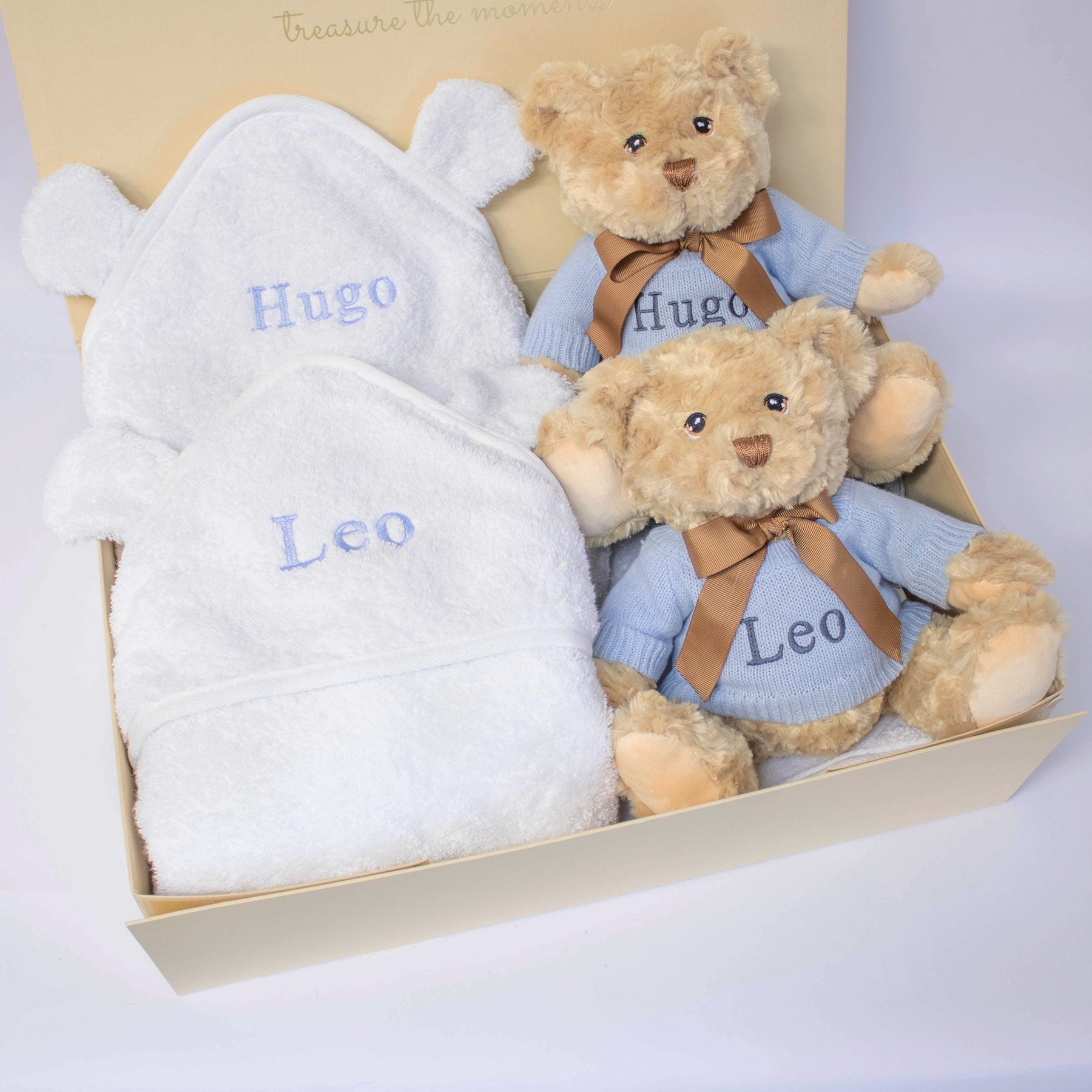 Twin Boys Teddy and Towel Gift Set - Baby & Toddler
