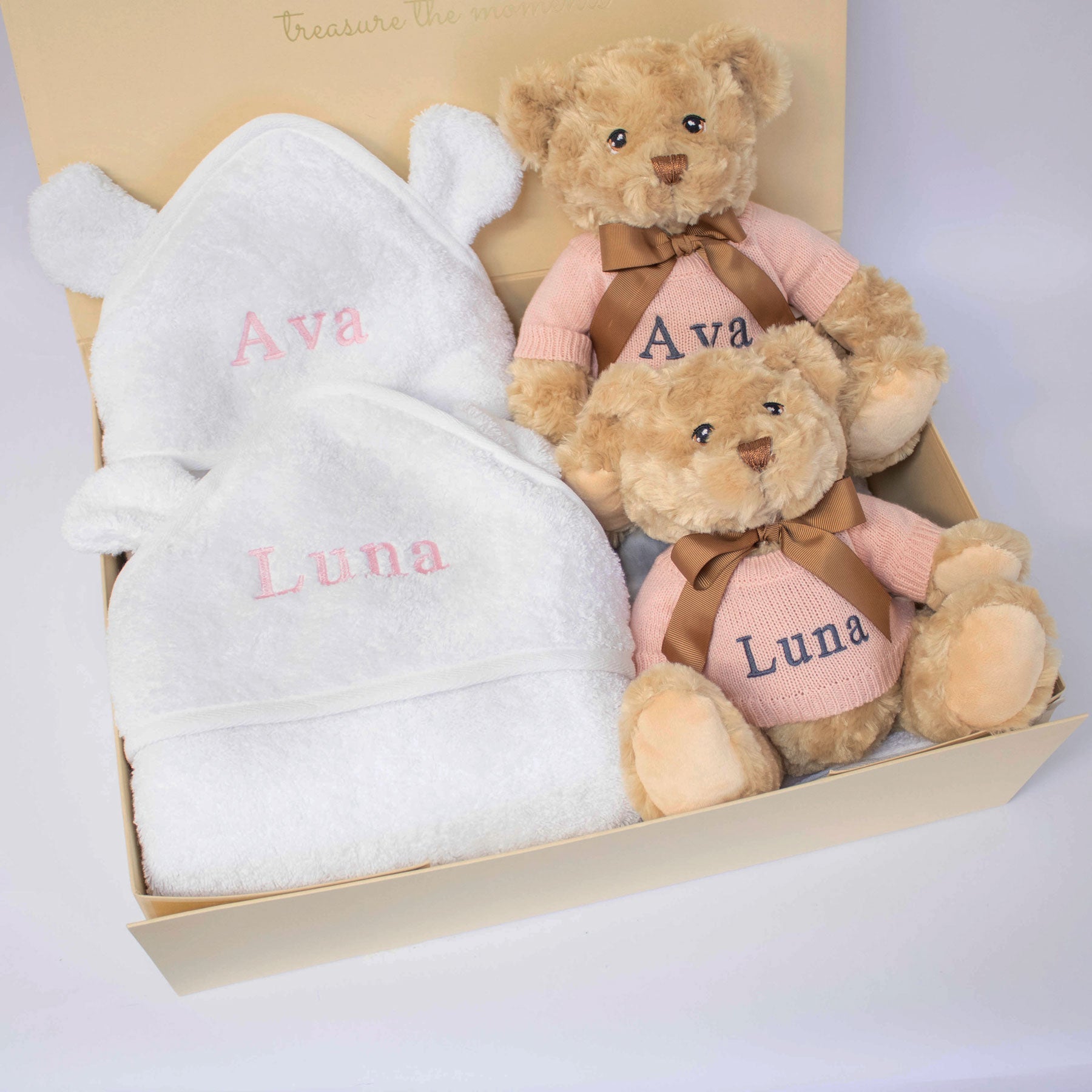 TWIN GIRLS TEDDY AND TOWEL GIFT SET - Baby & Toddler