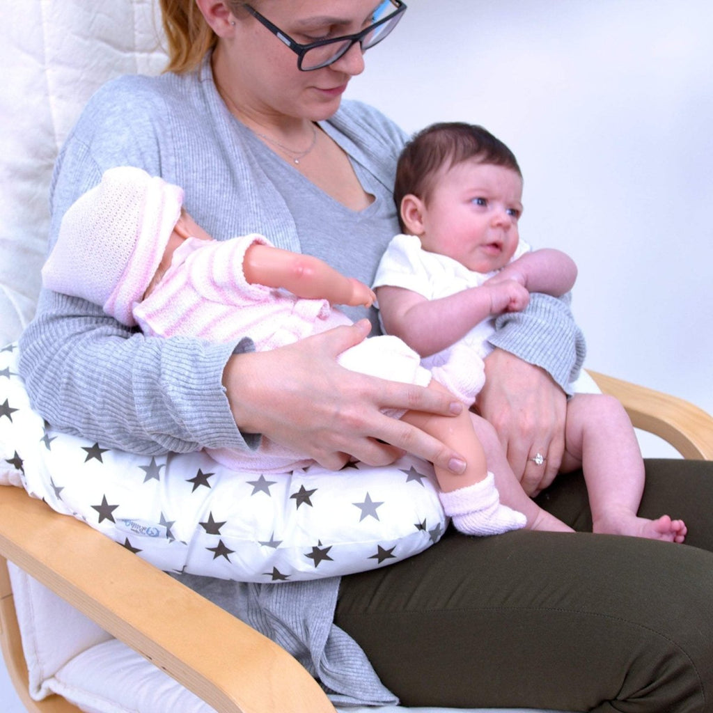 Twin Pregnancy Nursing Pillow - Silver Stars - Twin Nursing Pillows