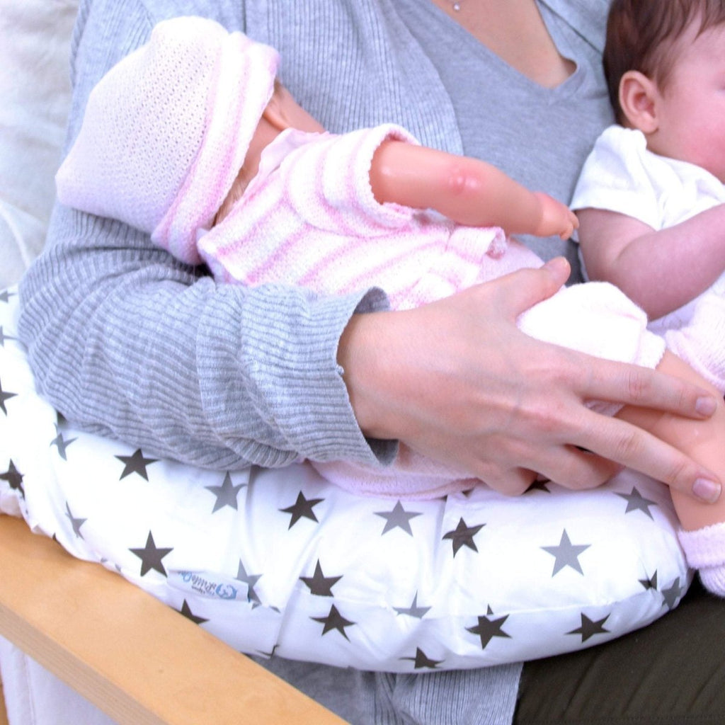 Twin Pregnancy Nursing Pillow - Silver Stars - Twin Nursing Pillows