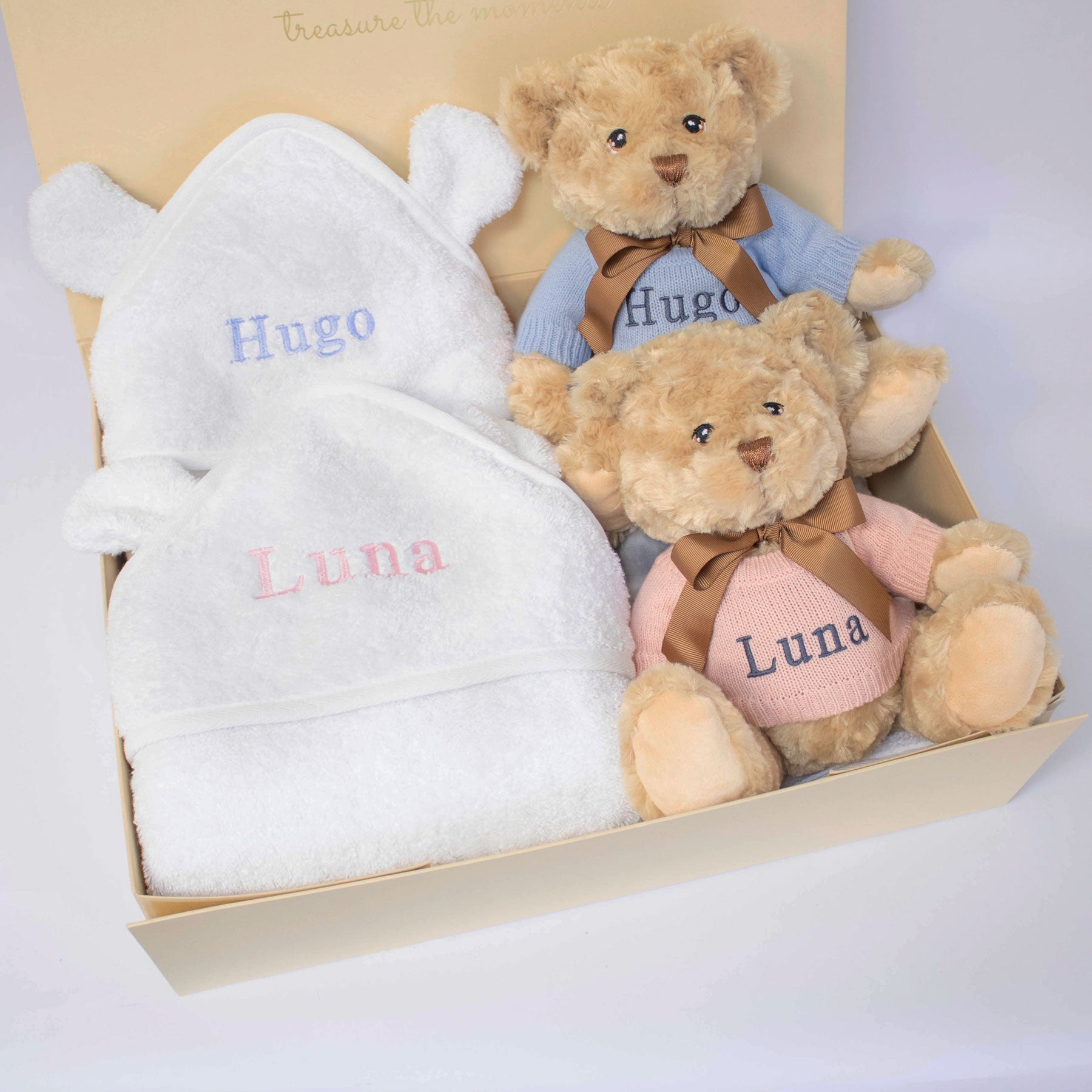 Twins Teddy and Towel Gift Set - Boy & Girl - Baby & Toddler