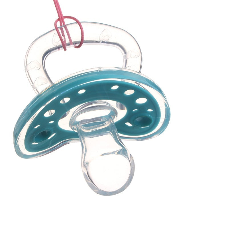 Baby Products Full Silica Gel Pacifier Two-color Liquid Silicone Sleep Comfort Baby Pacifier Baby - Nude Flat Head Cyan