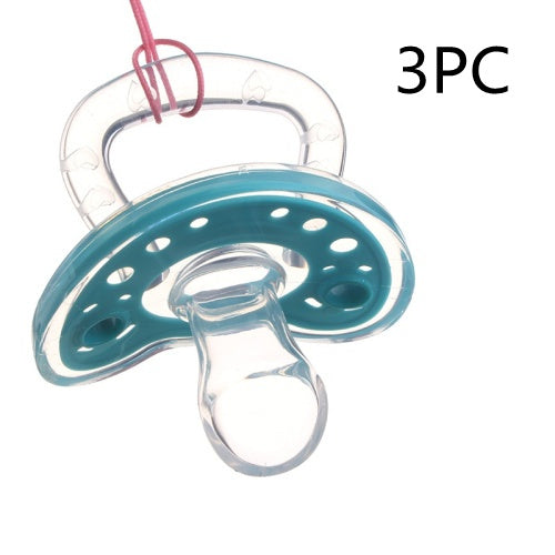 Baby Products Full Silica Gel Pacifier Two-color Liquid Silicone Sleep Comfort Baby Pacifier Baby - Nude Flat Head Cyan