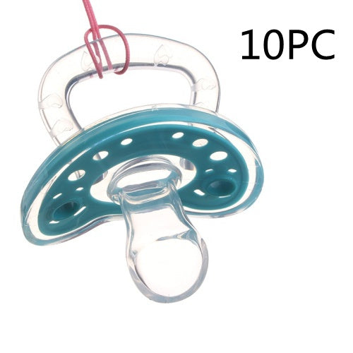 Baby Products Full Silica Gel Pacifier Two-color Liquid Silicone Sleep Comfort Baby Pacifier Baby - Nude Flat Head Cyan