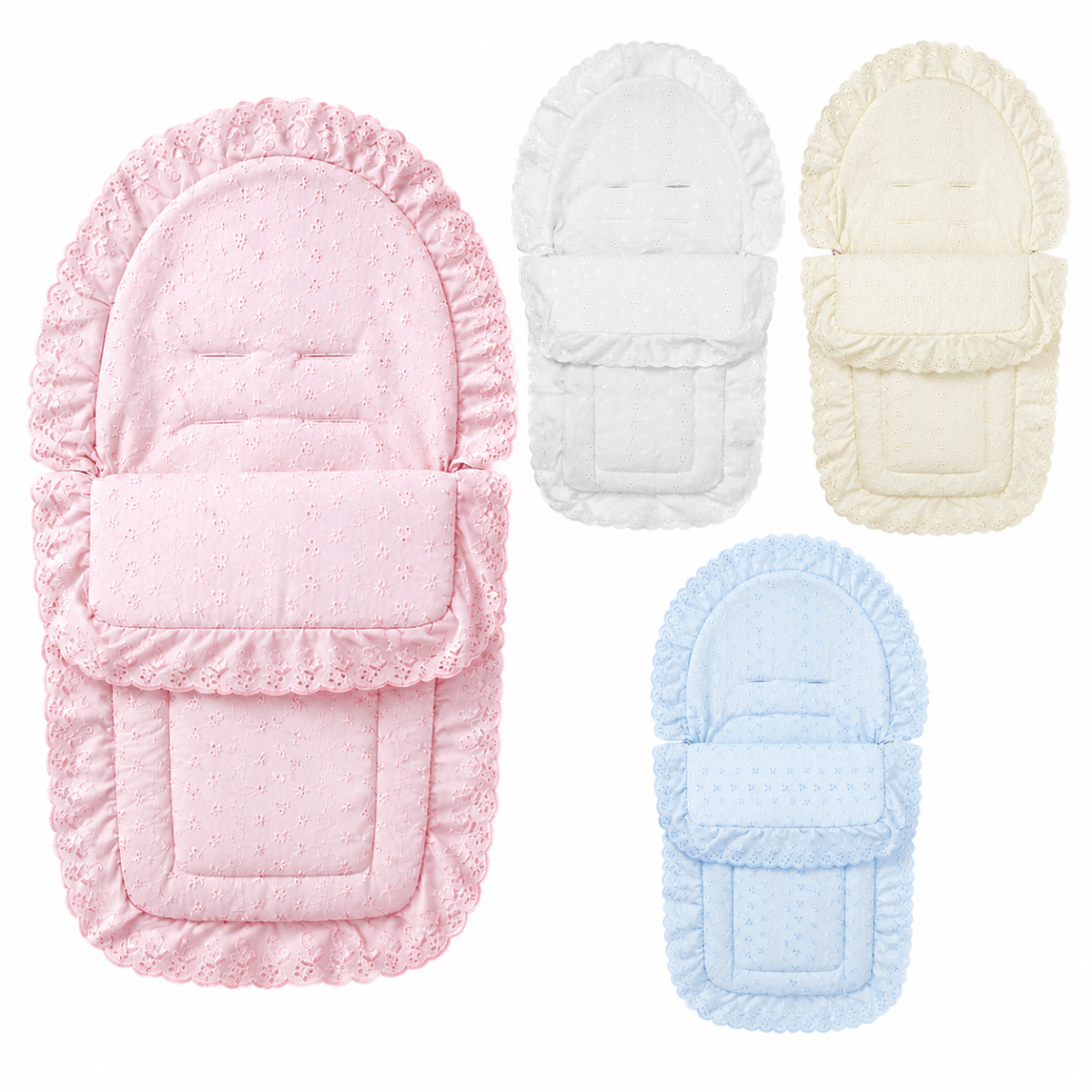 Universal Broderie Anglaise Car Seat Footmuff / Cosy Toes - Broderie Anglaise Car Seat Footmuff