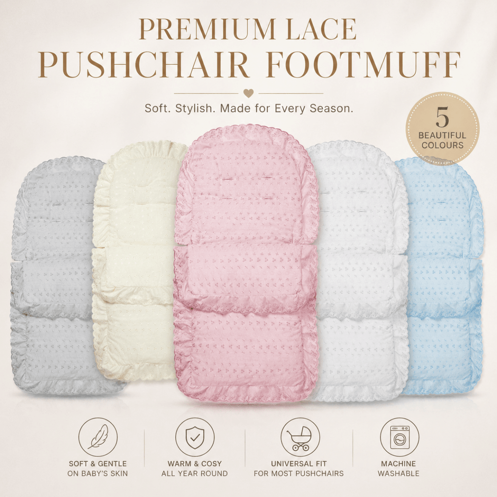 Universal Broderie Anglaise Pushchair Footmuff / Cosy Toes - Fits All Pushchairs / Prams And Buggies - Broderie