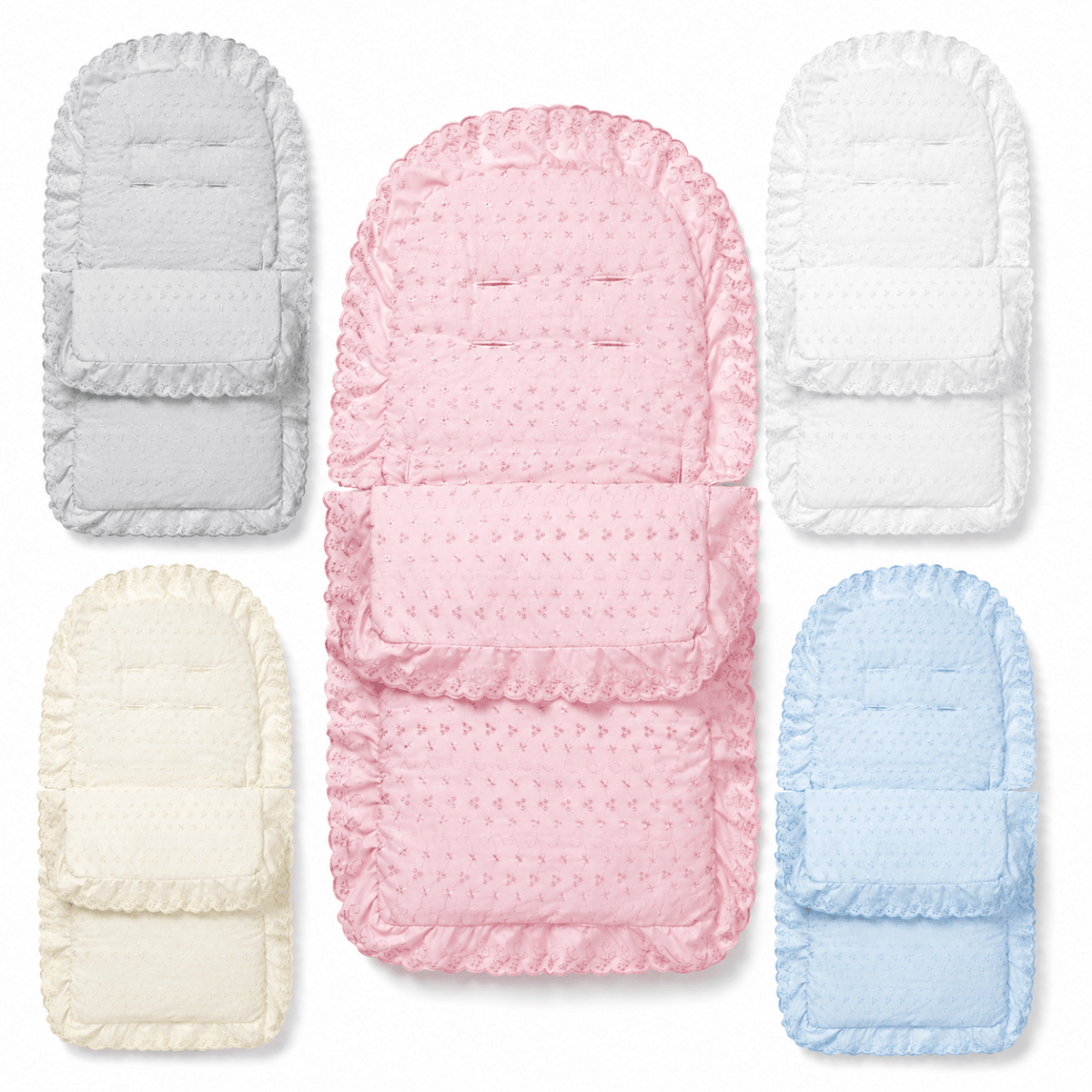 Universal Broderie Anglaise Pushchair Footmuff / Cosy Toes - Fits All Pushchairs / Prams And Buggies - Broderie