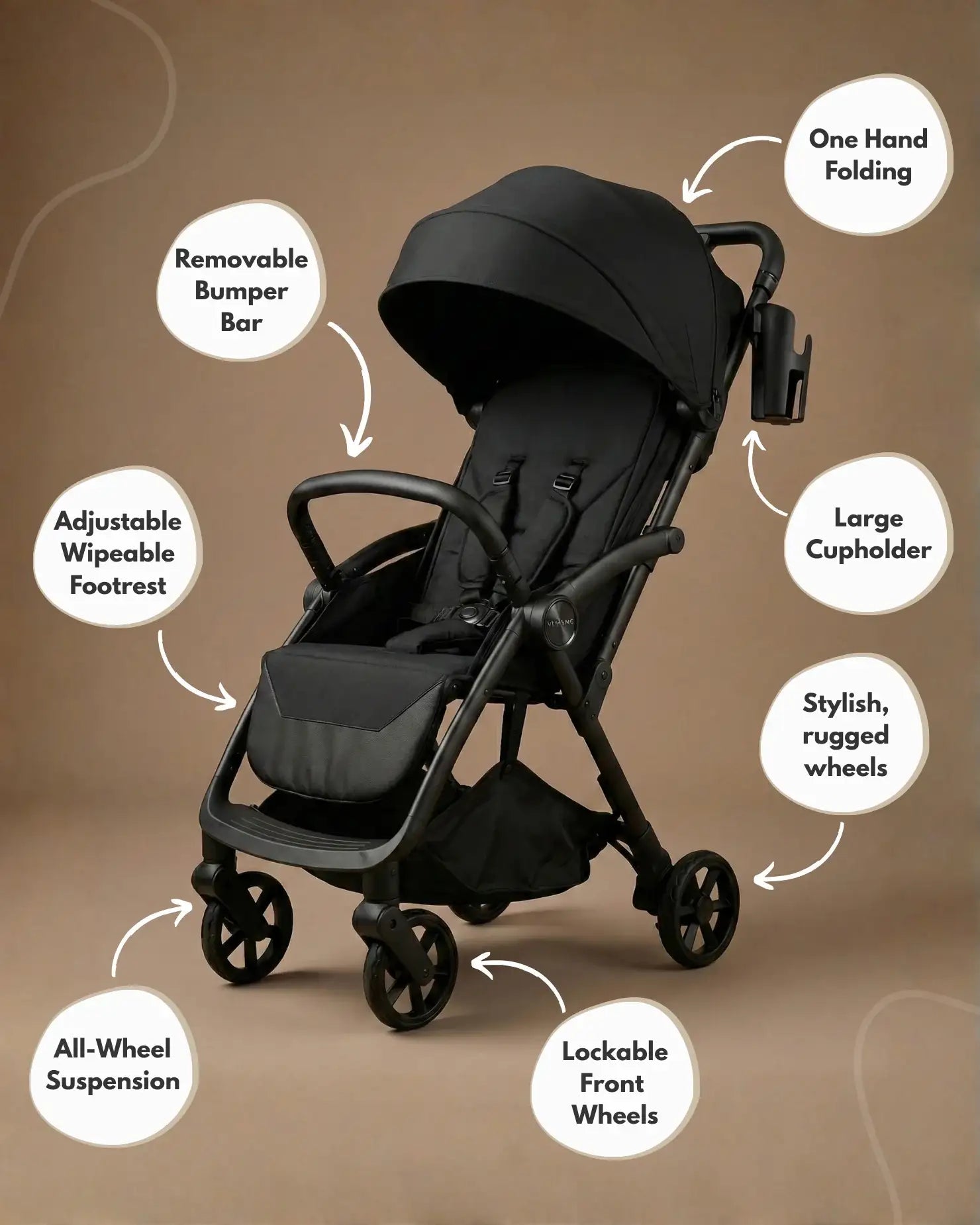 Venture Avio Compact Travel Baby Stroller - Black - Stroller