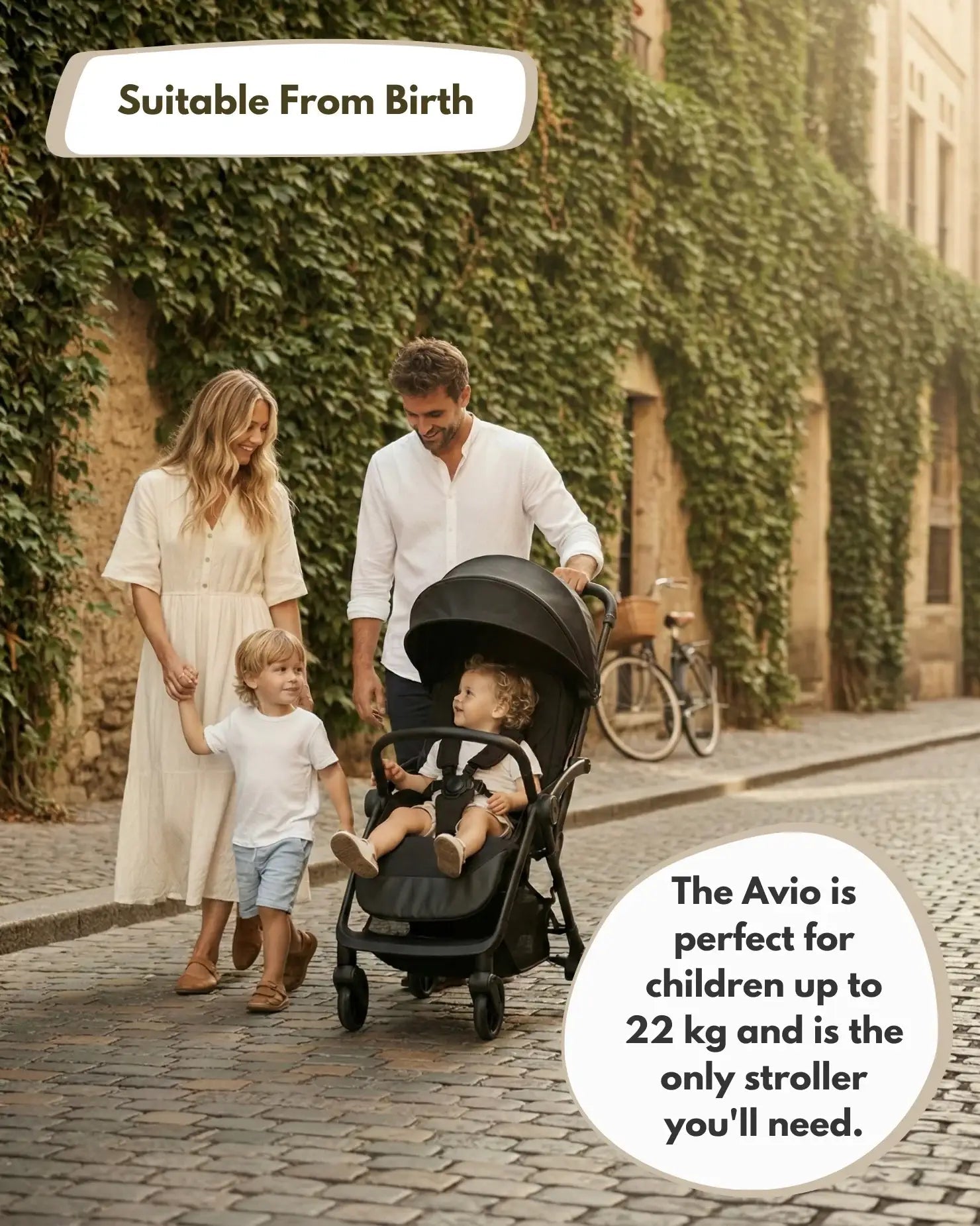 Venture Avio Compact Travel Baby Stroller - Black - Stroller