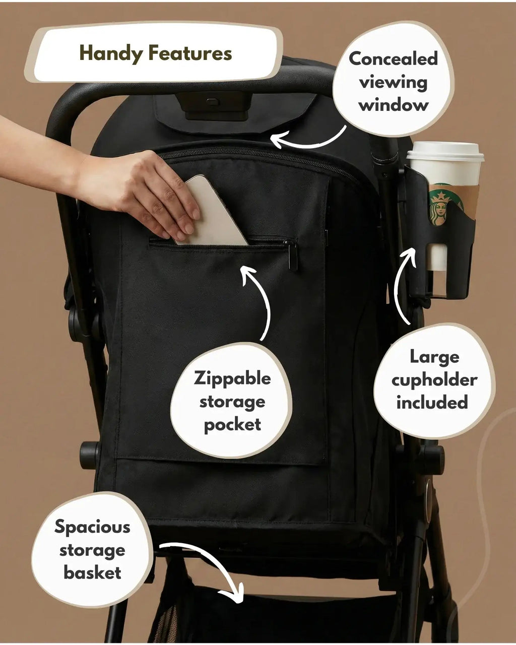 Venture Avio Compact Travel Baby Stroller - Black - Stroller