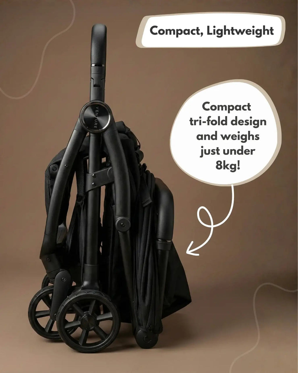 Venture Avio Compact Travel Baby Stroller - Black - Stroller