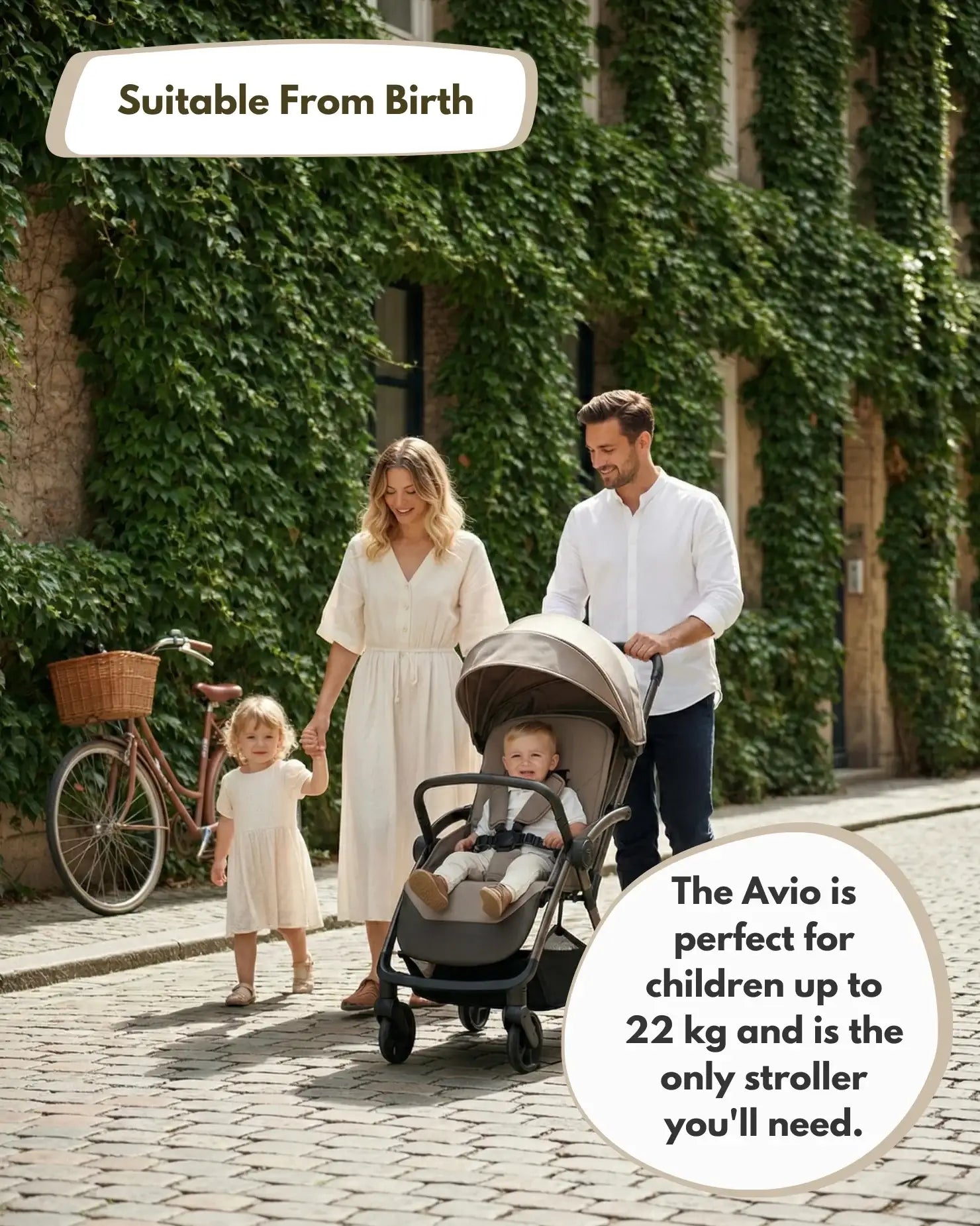Venture Avio Compact Travel Baby Stroller - Truffle - Stroller