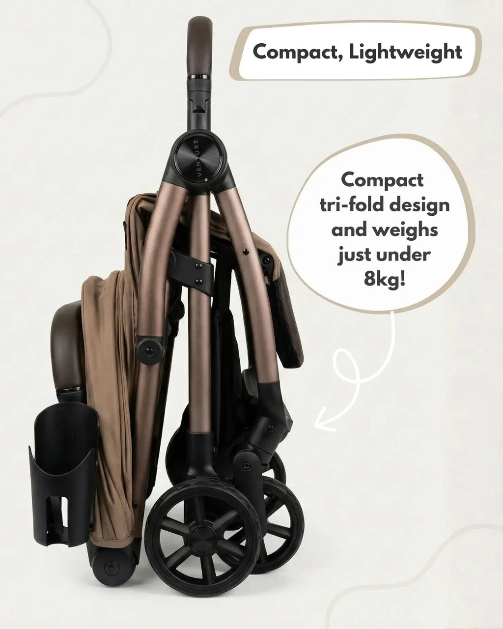 Venture Avio Compact Travel Baby Stroller - Truffle - Stroller