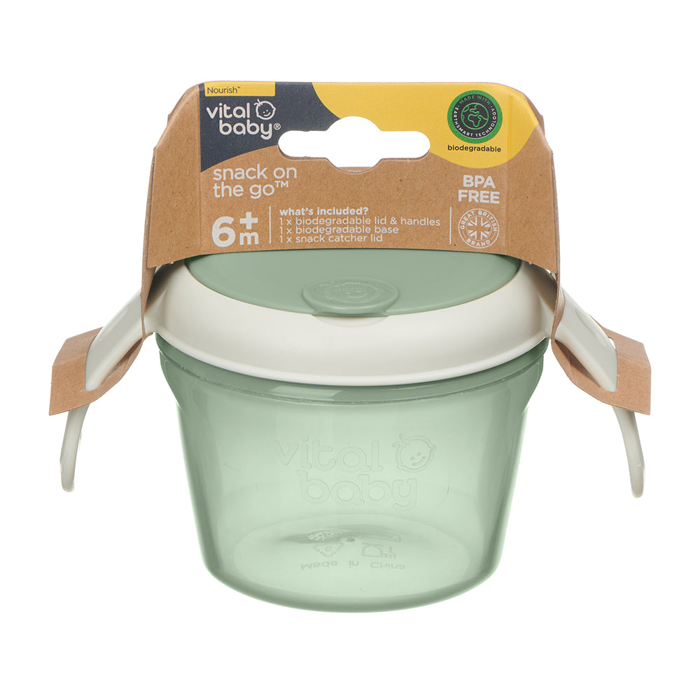 Vital Baby Children’s Snack on The Go Pot - Natural Moss - Food Container / Lunchbox