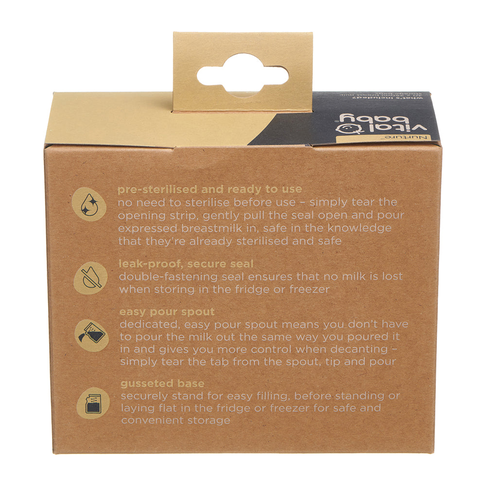 Vital Baby Easy Pour Breast Milk Storage Bags - 30 Pack - Feeding
