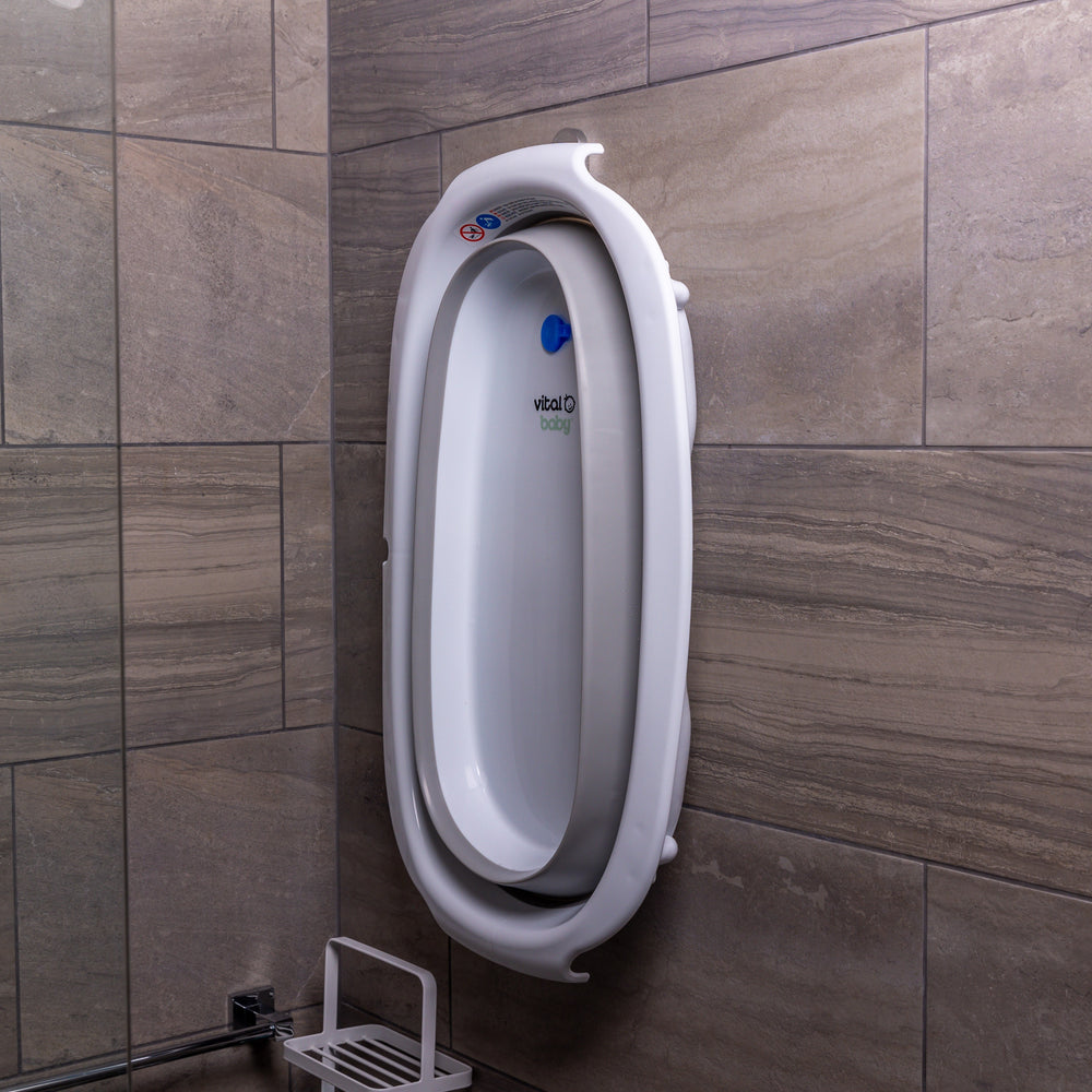 Vital Baby Foldable Compact Baby Bath - White & Grey - Bath Seat / Support